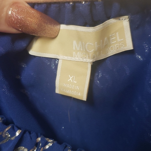 Michael Kors  Foil Chain Ruffle Off The Shoulder - Picture 9 of 10